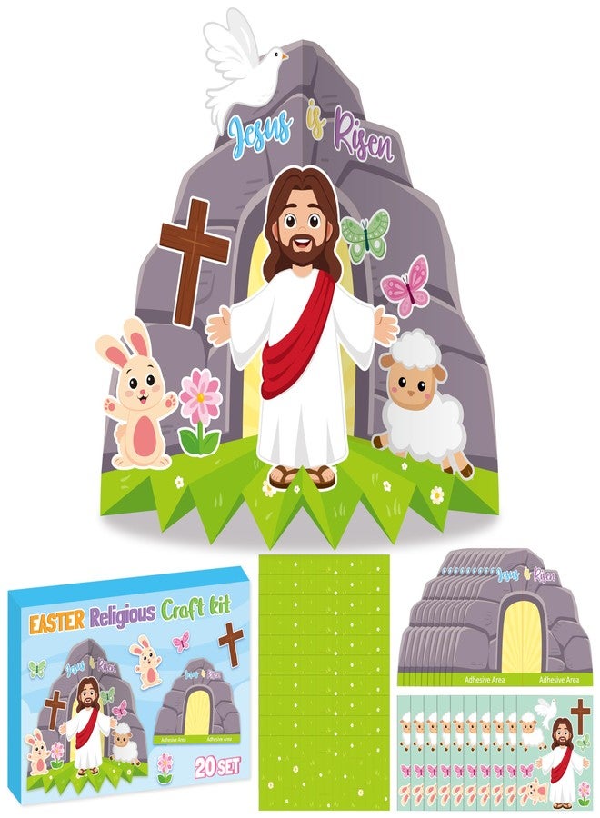 FoszaSzept Easter Jesus Resurrection Scene Standable Craft Kit,Make Your Own He is Risen Diorama Craft, Christian Empty Tomb of Jesus Faith Religious Resurrection Bible for Classroom School Kid(20Set) - Image 1
